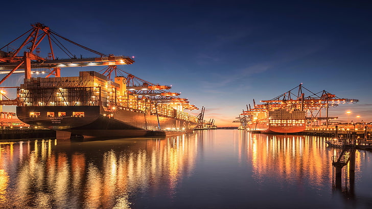 Harbour and shipping vessel